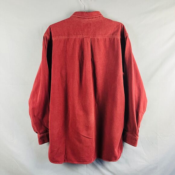 LL Bean Shirt Mens XL Tall Red Long Sleeve Button Down Shacket Vintage Autumn - Picture 7 of 8